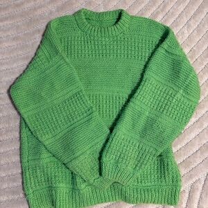 Vibrant hand knit Green Knit Sweater
